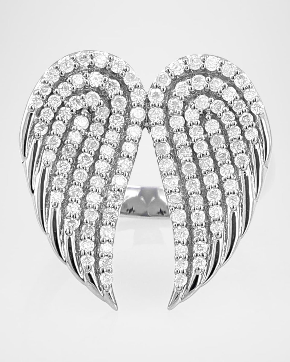 Folded Angel Wing Diamond Statement Ring